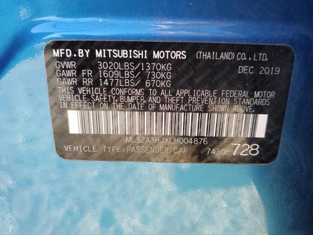 ML32A3HJXLH004876 - 2020 MITSUBISHI MIRAGE ES BLUE photo 12