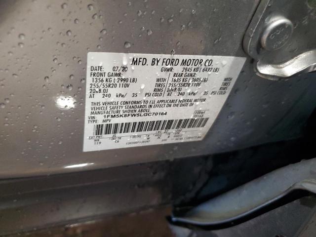 1FM5K8FW5LGC70164 - 2020 FORD EXPLORER LIMITED SILVER photo 13