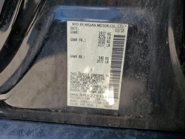 1N4AL3AP4JC229358 - 2018 NISSAN ALTIMA 2.5 Қара фото 12