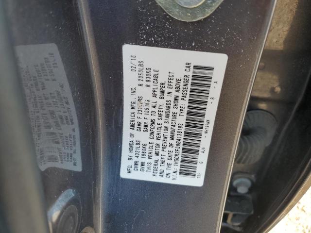 1HGCR2F09GA139183 - 2016 HONDA ACCORD EX GRAY photo 12