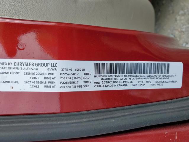 2C4RC1BG1ER395916 - 2014 CHRYSLER TOWN & COU TOURING BURGUNDY photo 13