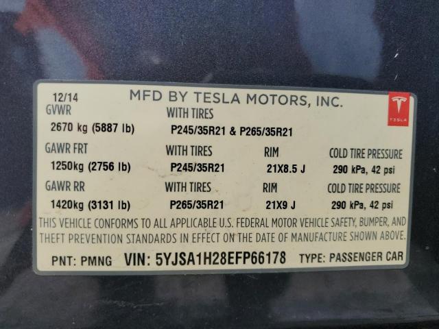 5YJSA1H28EFP66178 - 2014 TESLA MODEL S 灰色 照片 12