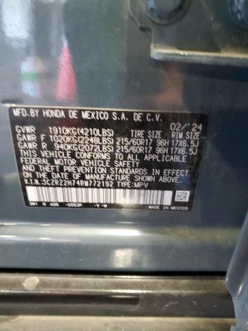 3CZRZ2H74RM772192 - 2024 HONDA HR-V EXL Синій фото 12