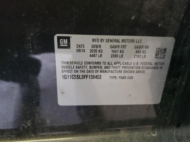 1G11C5SL3FF138453 - 2015 CHEVROLET MALIBU 1LT GRAY photo 12