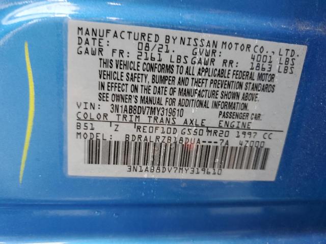 3N1AB8DV7MY319610 - 2021 NISSAN SENTRA SR BLUE photo 12