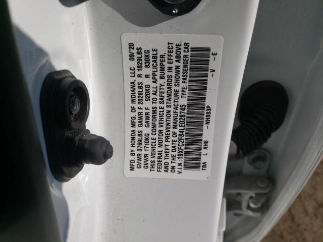 19XFC2F84LE028745 - 2020 HONDA CIVIC SPORT Biały zdjęcie 12