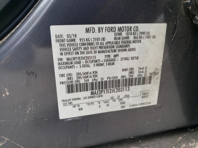 MAJ3P1TE2JC203113 - 2018 FORD ECOSPORT SE BLUE photo 12