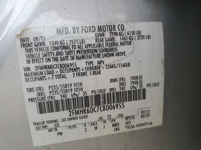 2FMHK6DC7CBD06955 - 2012 FORD FLEX LIMITED SILVER photo 13