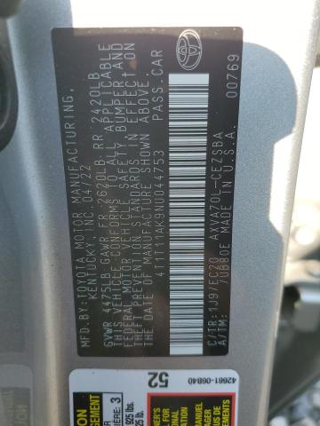 4T1T11AK9NU044753 - 2022 TOYOTA CAMRY SE Күміс фото 12
