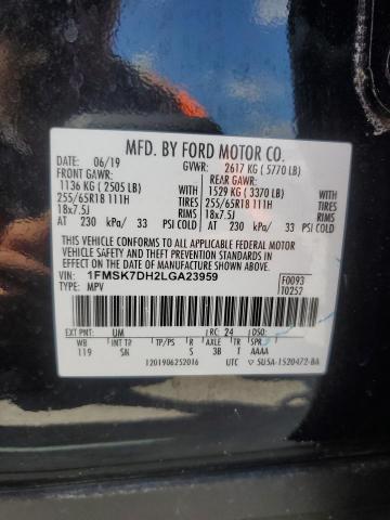 1FMSK7DH2LGA23959 - 2020 FORD EXPLORER XLT 黑色 照片 13