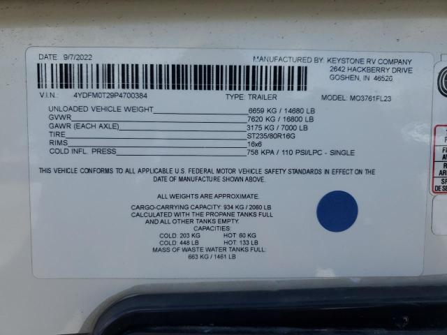 4YDFM0T29P4700384 - 2023 KEYSTONE MONTANA ბეჟი ფოტო 10