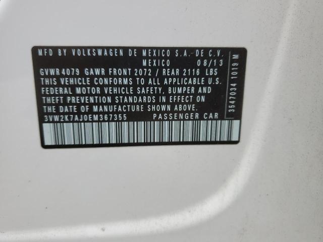 3VW2K7AJ0EM367355 - 2014 VOLKSWAGEN JETTA BASE 白色 照片 12