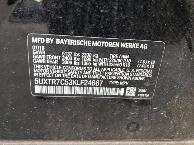 5UXTR7C53KLF24667 - 2019 BMW X3 SDRIVE30I BLACK photo 13