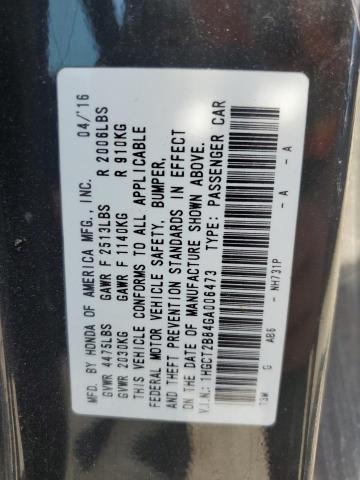 1HGCT2B84GA006473 - 2016 HONDA ACCORD EXL BLACK photo 13
