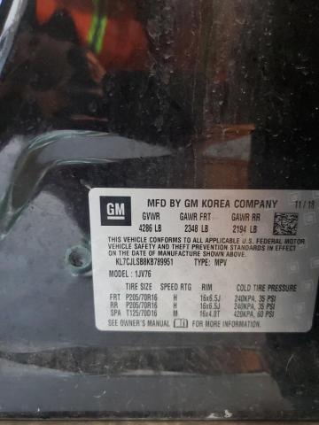 KL7CJLSB8KB789951 - 2019 CHEVROLET TRAX 1LT შავი ფოტო 13