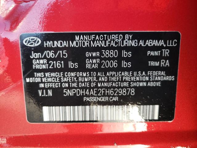 5NPDH4AE2FH629878 - 2015 HYUNDAI ELANTRA SE RED photo 12