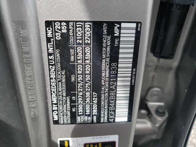 4JGFB4KB8LA211838 - 2020 MERCEDES-BENZ GLE 350 4MATIC GRAY photo 13