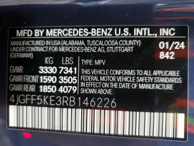 4JGFF5KE3RB146226 - 2024 MERCEDES-BENZ GLS 450 4MATIC BLUE photo 14