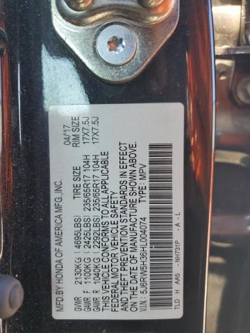 5J6RW5H36HL004074 - 2017 HONDA CR-V LX BLACK photo 12