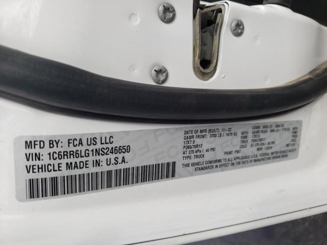 1C6RR6LG1NS246650 - 2022 RAM 1500 CLASS SLT 白色 照片 12