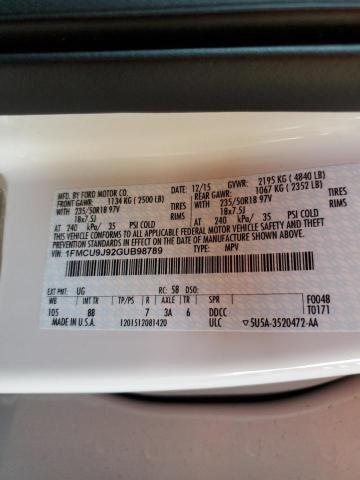 1FMCU9J92GUB98789 - 2016 FORD ESCAPE TITANIUM 白色 照片 13