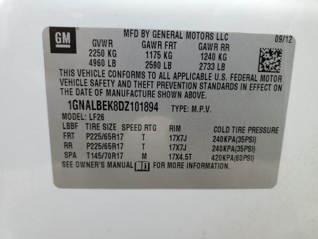 1GNALBEK8DZ101894 - 2013 CHEVROLET EQUINOX LS Beyaz fotoğraf 13