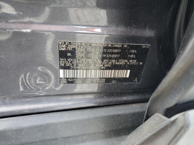 2T3H1RFV8NW200859 - 2022 TOYOTA RAV4 LE CHARCOAL photo 13