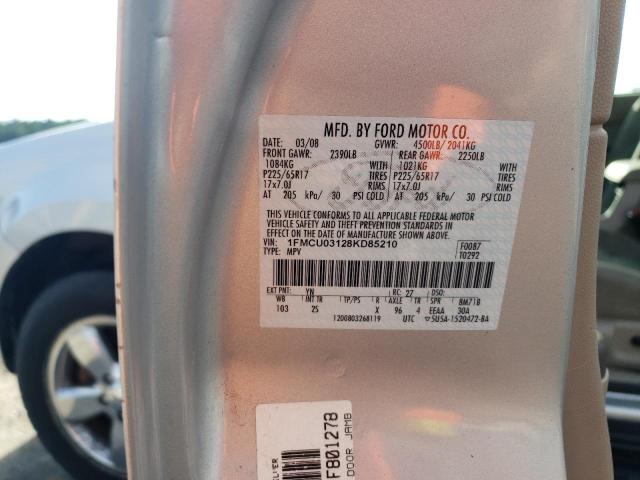 1FMCU03128KD85210 - 2008 FORD ESCAPE XLT 银色 照片 13