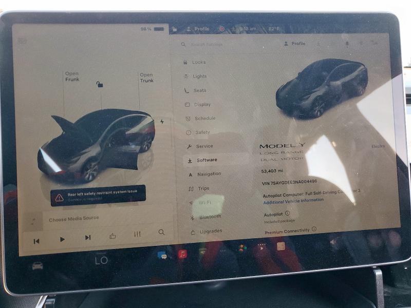 7SAYGDEE3NA004496 - 2022 TESLA MODEL Y CHARCOAL photo 9