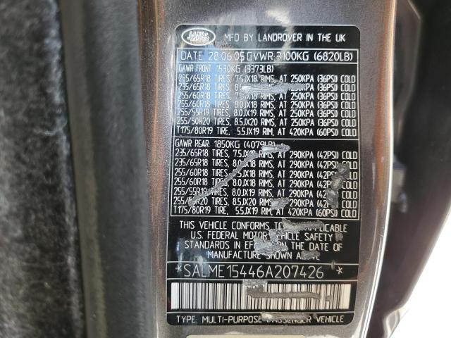 SALME15446A207426 - 2006 LAND ROVER RANGE ROVE HSE GRAY photo 13