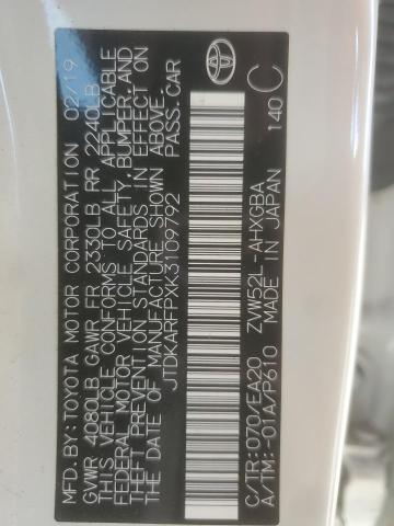 JTDKARFPXK3109792 - 2019 TOYOTA PRIUS PRIM 白色 照片 13