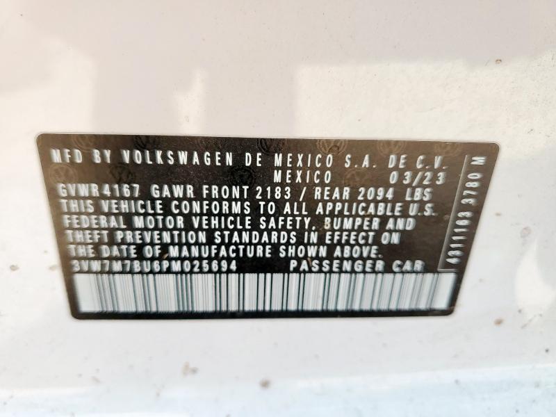 3VW7M7BU6PM025694 - 2023 VOLKSWAGEN JETTA SE WHITE photo 12