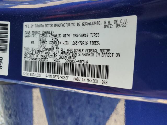 3TYCZ5AN4NT103523 - 2022 TOYOTA TACOMA DOUBLE CAB BLUE photo 13