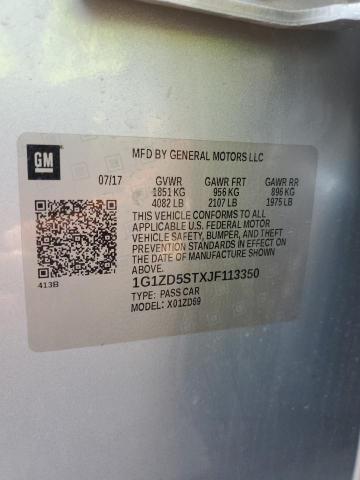 1G1ZD5STXJF113350 - 2018 CHEVROLET MALIBU LT Արծաթագույն լուսանկար 12