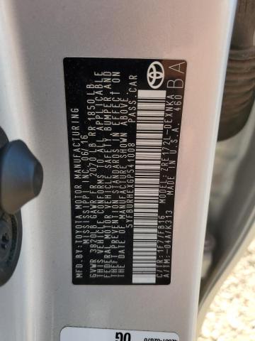 5YFBURHEXGP541008 - 2016 TOYOTA COROLLA L 银色 照片 12