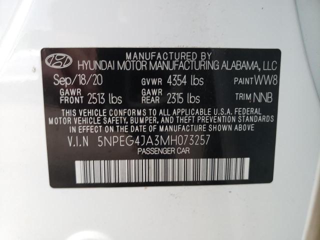 5NPEG4JA3MH073257 - 2021 HYUNDAI SONATA SE WHITE photo 13