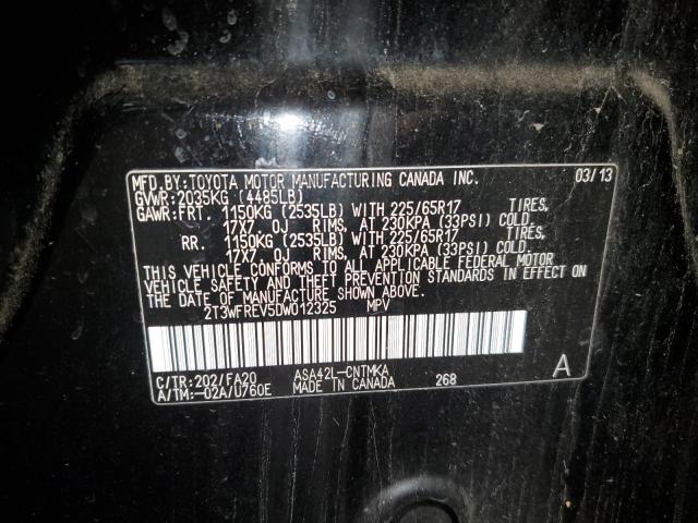 2T3WFREV5DW012325 - 2013 TOYOTA RAV4 XLE 黑色 照片 13