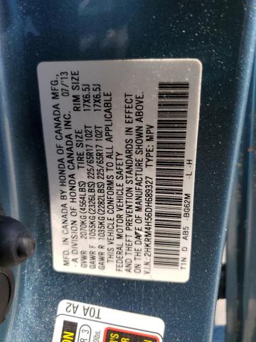 2HKRM4H56DH689327 - 2013 HONDA CR-V EX TURQUOISE photo 14
