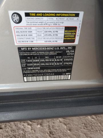 4JGBB75E06A128544 - 2006 MERCEDES-BENZ ML 500 فضي صورة 12