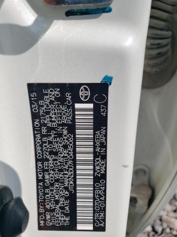 JTDKN3DU7F0445062 - 2015 TOYOTA PRIUS WHITE photo 12