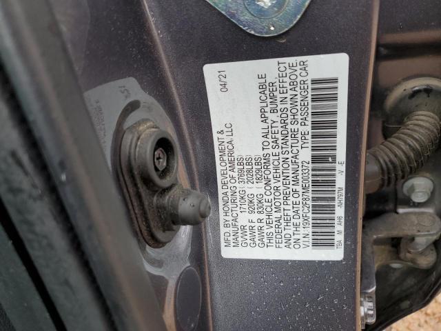 19XFC2F87ME003372 - 2021 HONDA CIVIC SPORT 灰色 照片 12