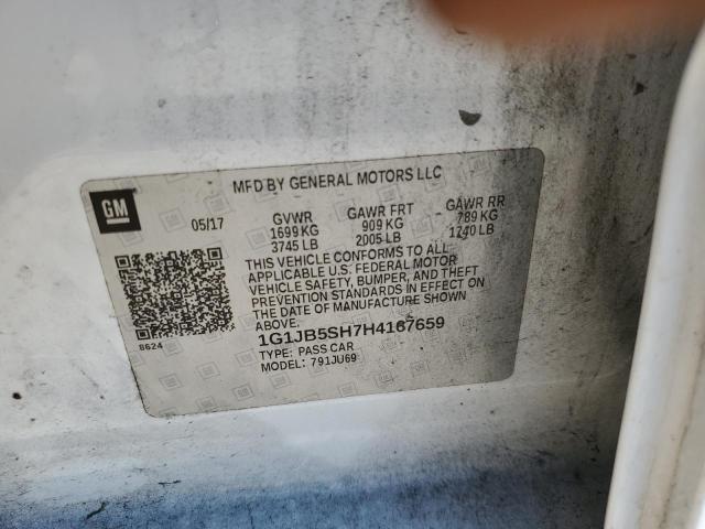 1G1JB5SH7H4167659 - 2017 CHEVROLET SONIC LS WHITE photo 12