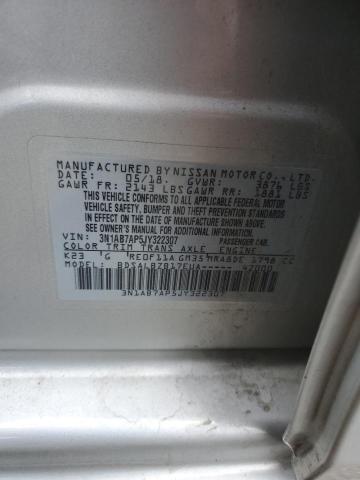 3N1AB7AP5JY322307 - 2018 NISSAN SENTRA S 银色 照片 12