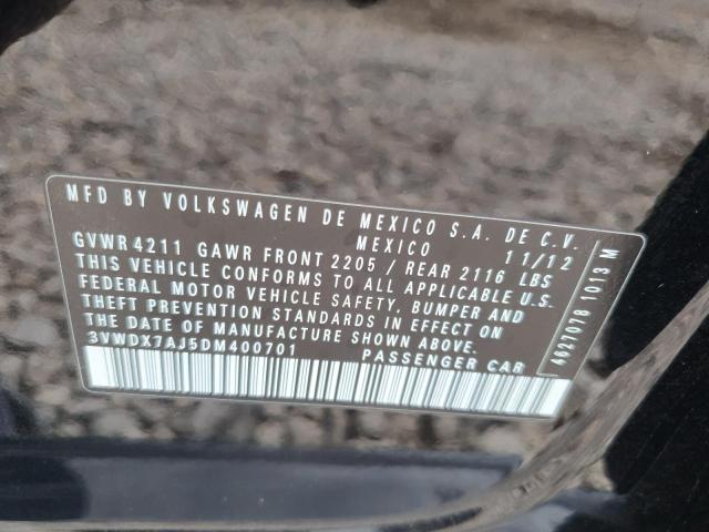 3VWDX7AJ5DM400701 - 2013 VOLKSWAGEN JETTA SE أسود صورة 12