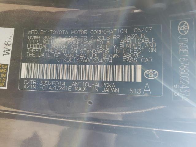 JTKDE167680224374 - 2008 TOYOTA SCION TC Bordo foto 12