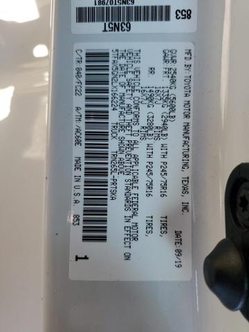 5TFAX5GN2LX166224 - 2020 TOYOTA TACOMA DOUBLE CAB WHITE photo 12