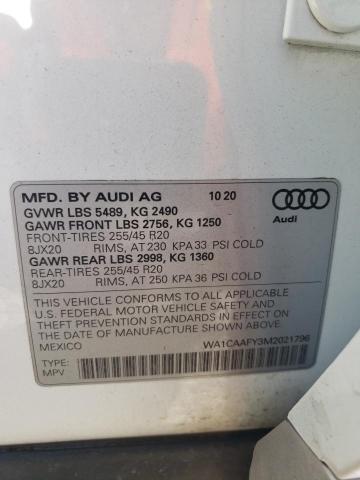 WA1CAAFY3M2021796 - 2021 AUDI Q5 PRESTIGE WHITE photo 13