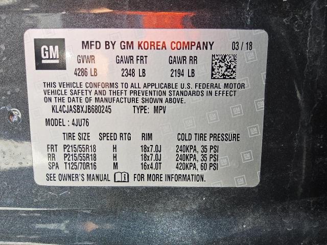 KL4CJASBXJB680245 - 2018 BUICK ENCORE PREFERRED ნაცრისფერი ფოტო 13