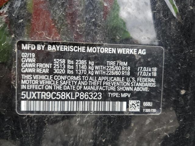5UXTR9C58KLP86323 - 2019 BMW X3 XDRIVE30I BLACK photo 13