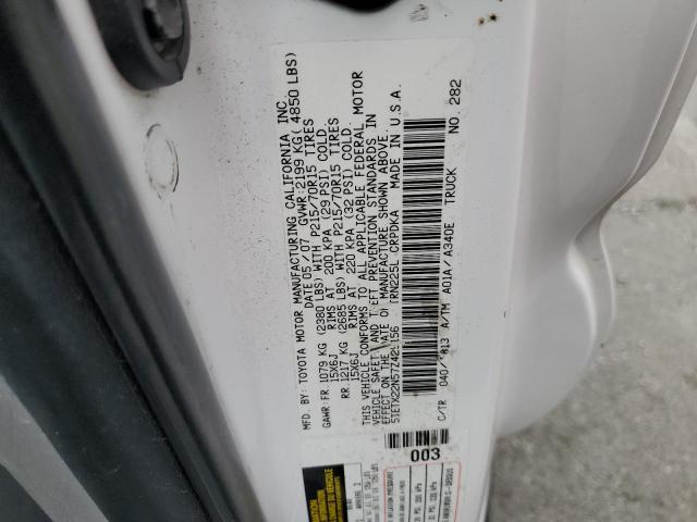 5TETX22N57Z429156 - 2007 TOYOTA TACOMA ACCESS CAB Ақ фото 12
